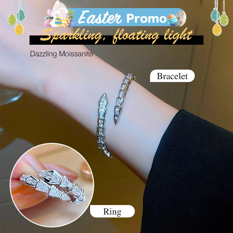 SerpentGlow – Zircon Snake Shaped Open Cuff Bracelet