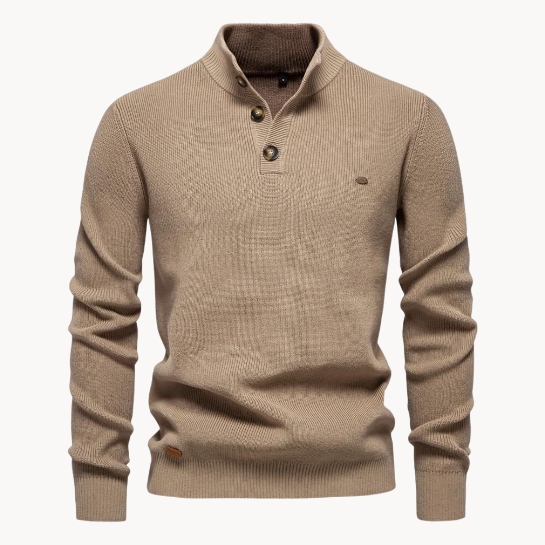 Ashton Button Mockneck Sweater | Lupi