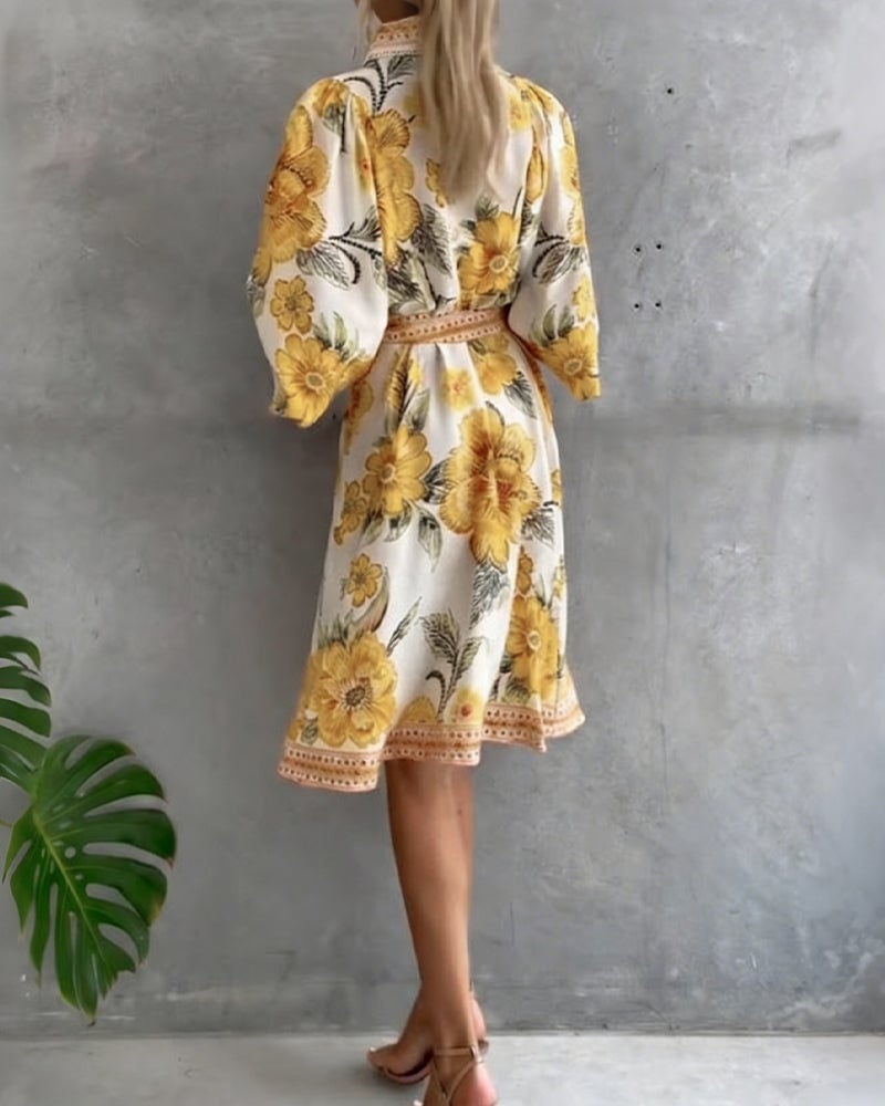 Eleganza Flow – Printed A-Line Dress