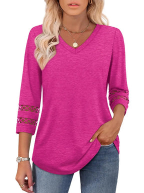 ClairaMode | Relaxed Fit V-Neck Sleeve Women Tee