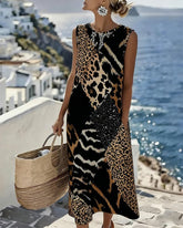 SavannaChic Midi – Leopard Shift Dress