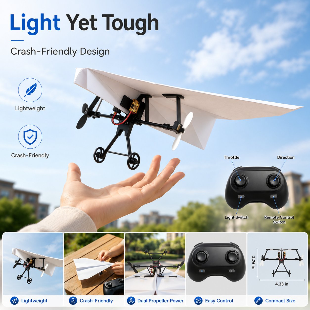 SkyGlide - Gyro-Powered RC Paper Airplane Kit
