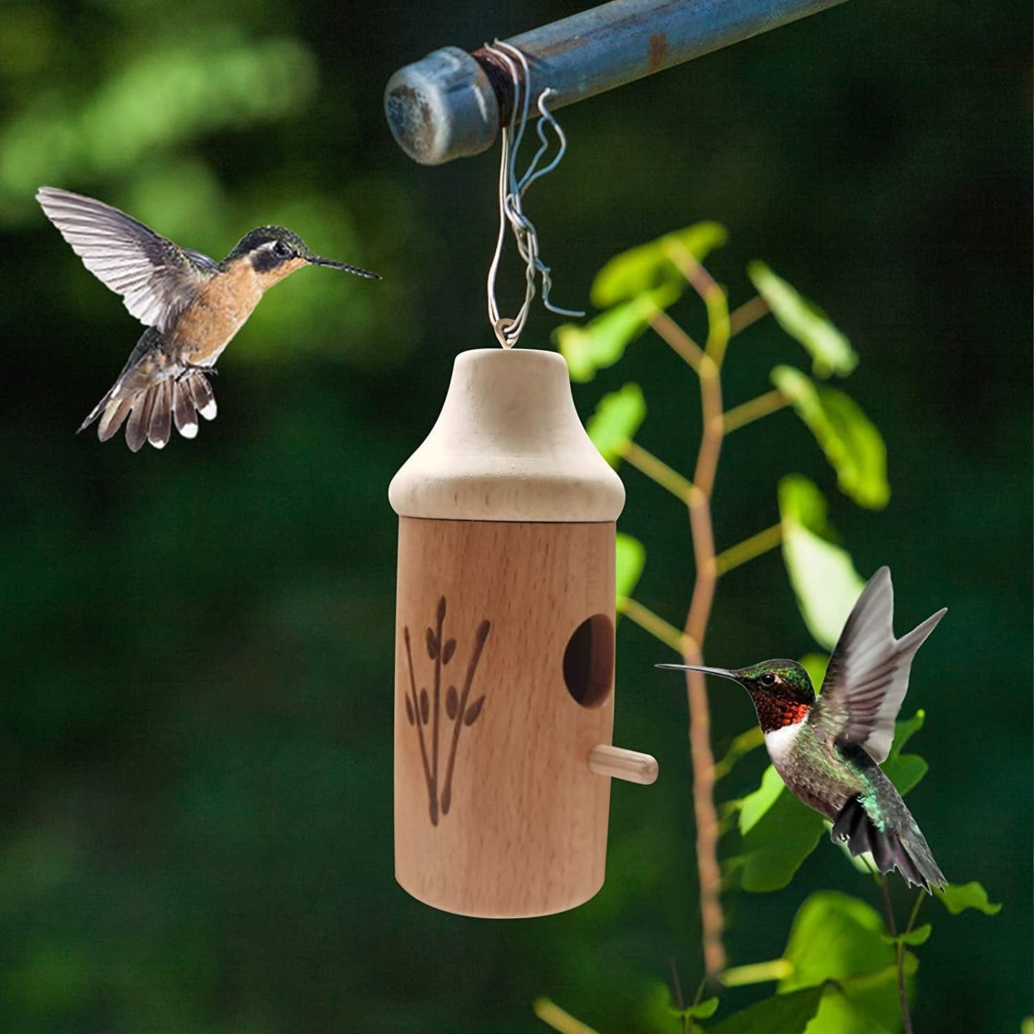 NatureSip – Wooden Hummingbird Feeder for Garden Lovers
