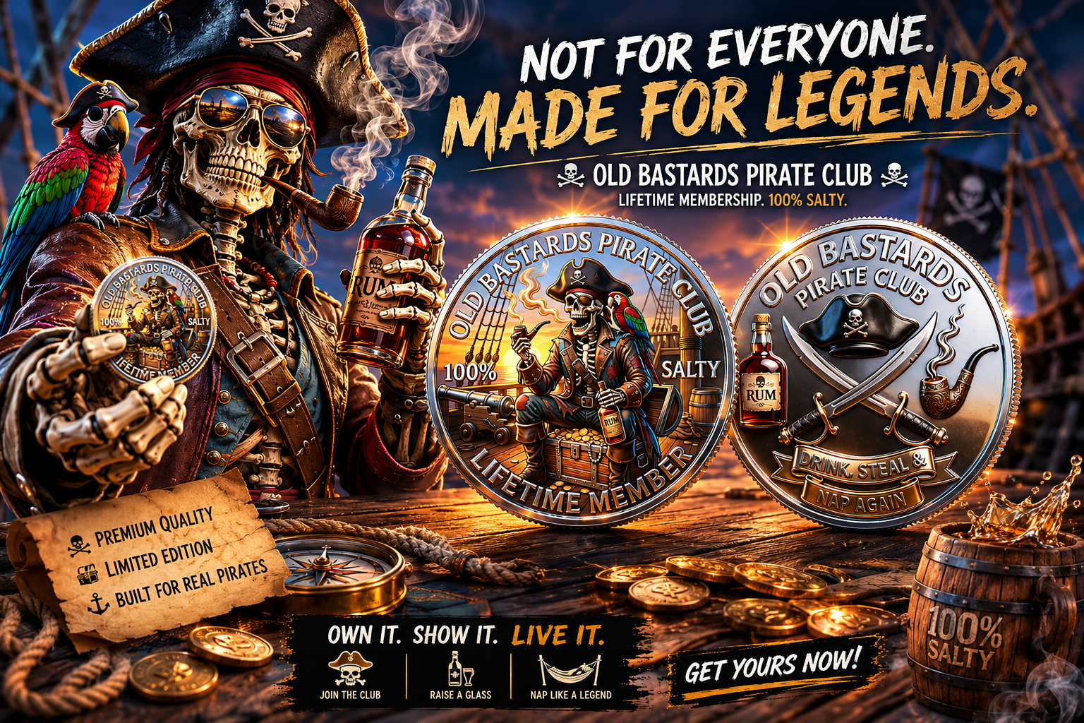 RumRaider – Double-Sided Pirate Challenge Coin