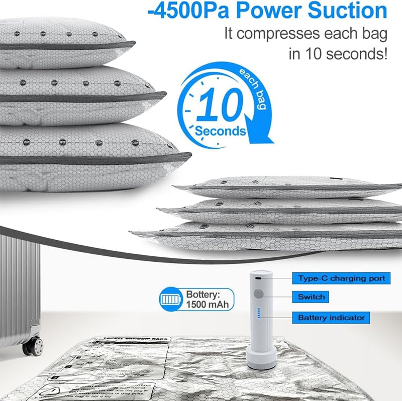 PackEase – Cordless Travel Storage Vacuum Bags