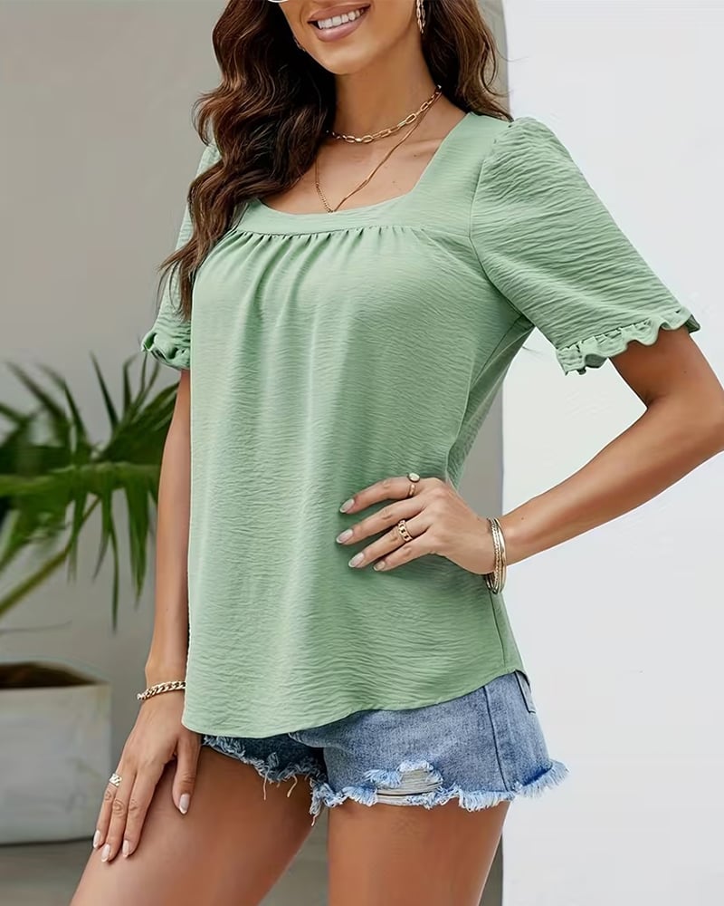 VibeLuxe – Elegant Ruffle Sleeve Shirt