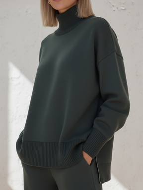 UrbanEase – Casual Stand Collar Two-Piece Set