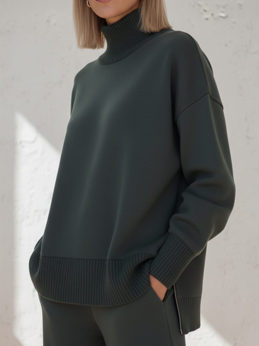 UrbanEase – Casual Stand Collar Two-Piece Set