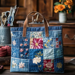 WaveTote – Quilted Pattern Cotton Blend Tote Bag