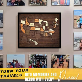 AtlasCraft – Wooden USA Travel Map Puzzle Wall Decor
