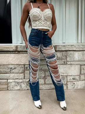 UrbanChain – Streetwear Embellished Denim Jeans