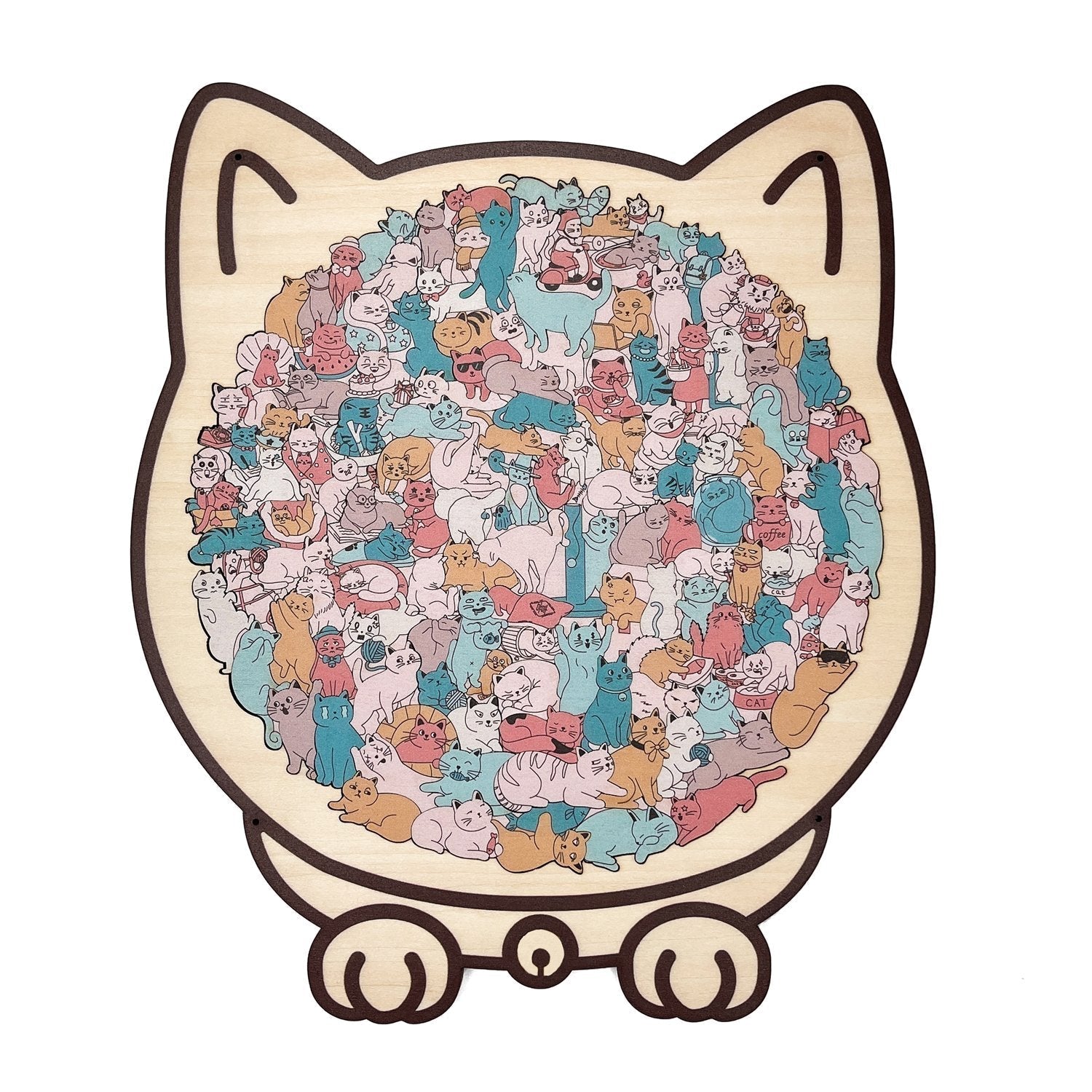 WhiskerCraft –  135 Pcs Cat Shaped Wooden Puzzle