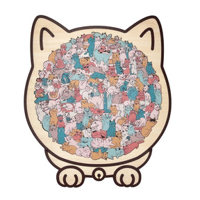 WhiskerCraft –  135 Pcs Cat Shaped Wooden Puzzle
