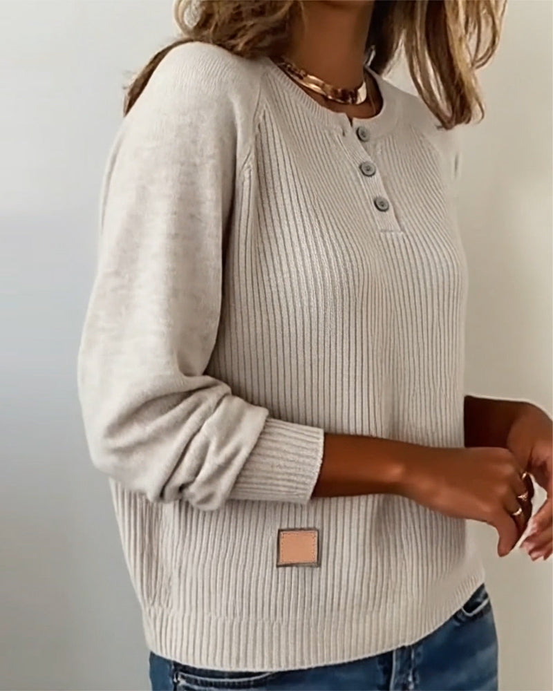 RaglaMode – Stylish Button Sleeve Pullover