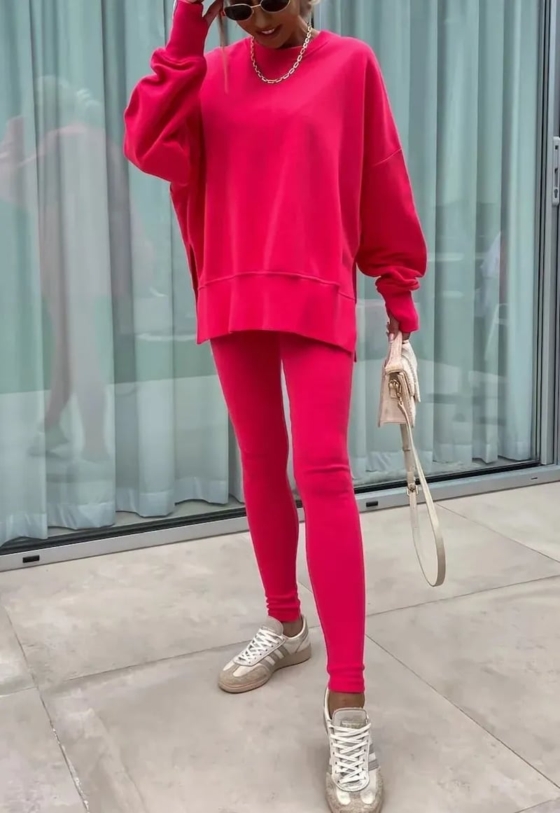 SoftEase – Comfy Slit Sweatshirt Two-Piece Set