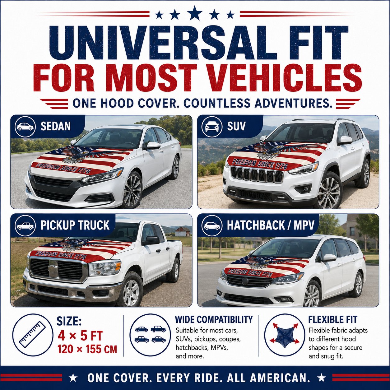 LibertyShield – American Flag Car Hood Cover