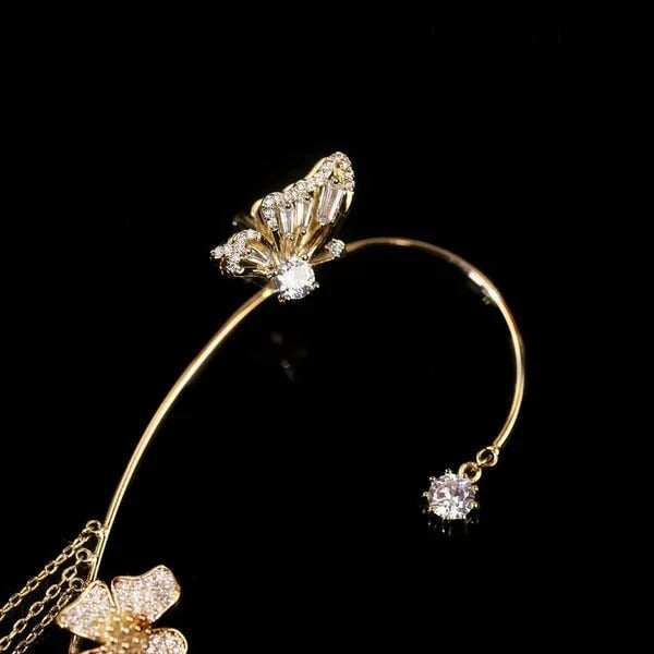 ButterGlow – Cubic Zirconia Butterfly Fringe Earrings