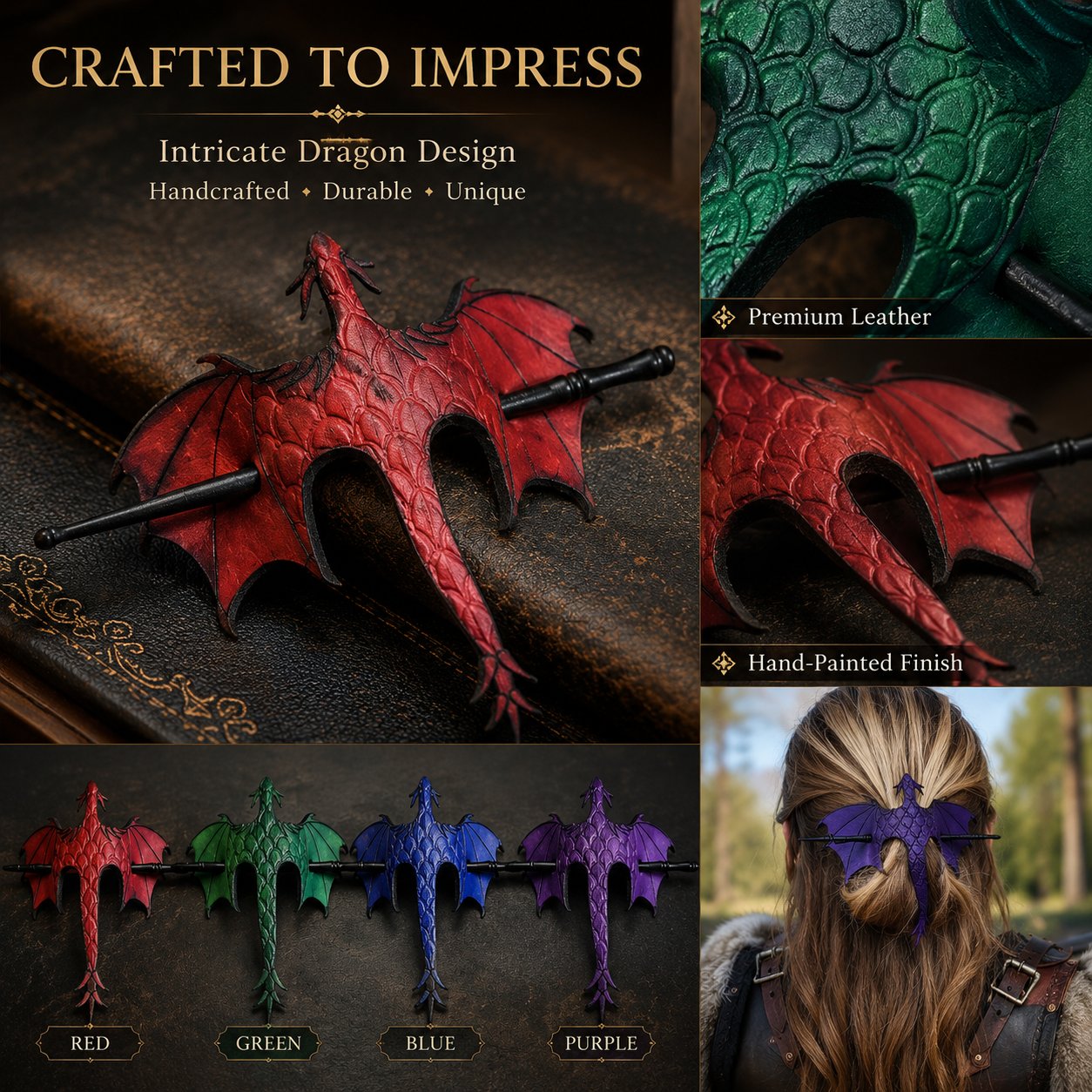DragonCrown - Medieval Dragon Hair Stick
