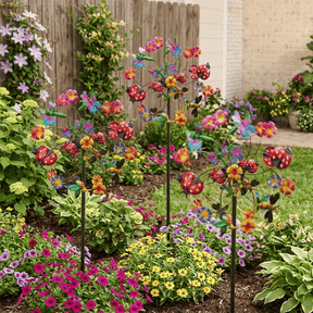 ☀️🌀Outdoors Wind Spinners with Decorative Flowers🌸(Includes bracket)
