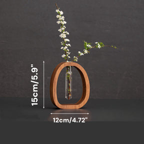 NatureNest – Solid Wood Glass Flower Vase