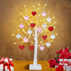 LumiBloom – Heart-Adorned LED Birch Table Decor