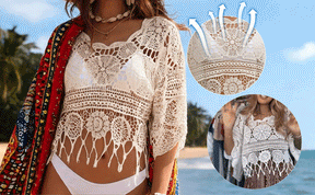 LaceAura – Crochet Hollow Out Tassel Cover Up for Beach Wear