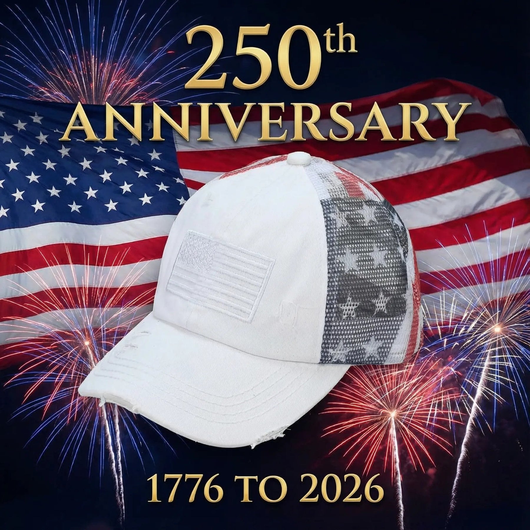 VistaCap – Multi-Level Criss-Cross American Flag Trucker Hat