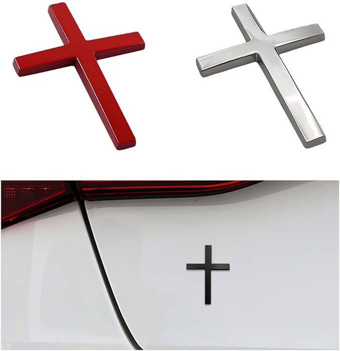 FaithRide – 3D Metal Cross Car Sticker
