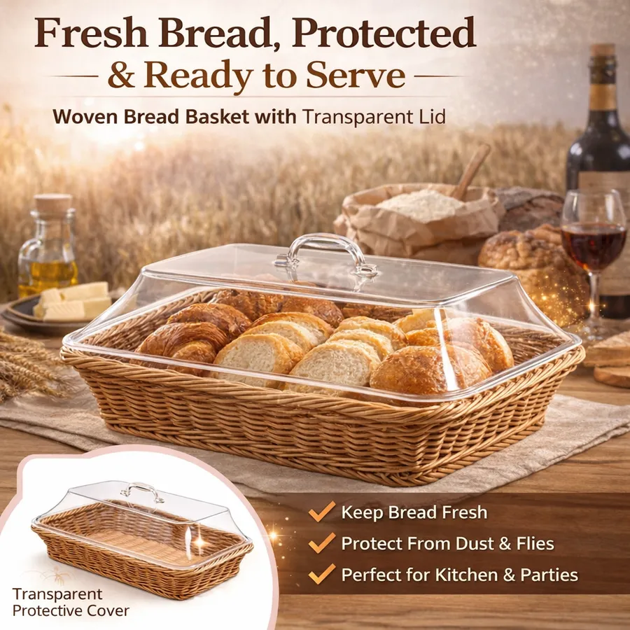 DineAura – Acrylic Covered Serving Basket