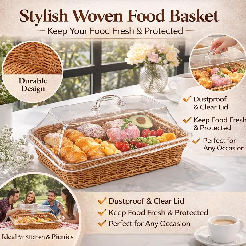 DineAura – Acrylic Covered Serving Basket