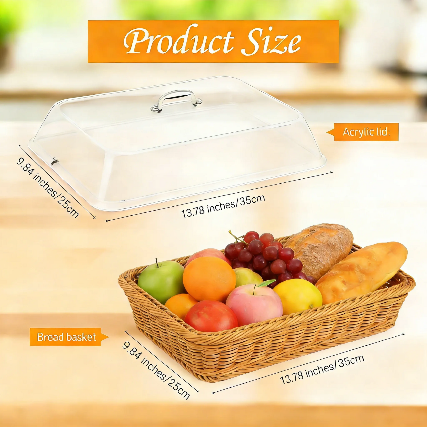 DineAura – Acrylic Covered Serving Basket