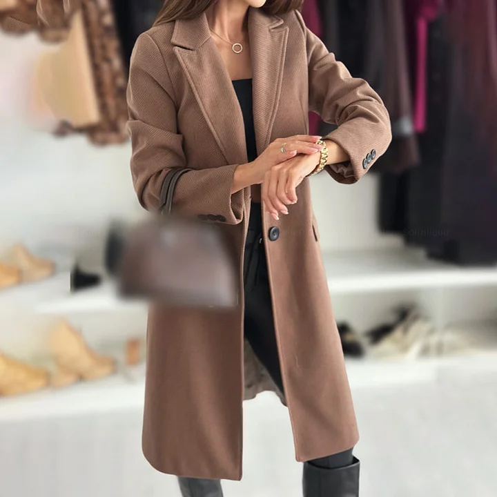 LuxeFemme – Women’s Elegant Tailored Long Coat