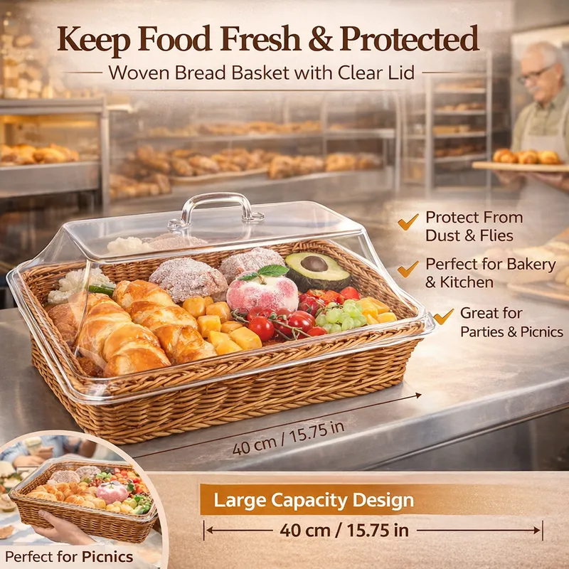 DineAura – Acrylic Covered Serving Basket