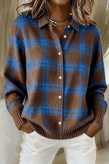 ChicWeave – Plaid Collar Cardigan