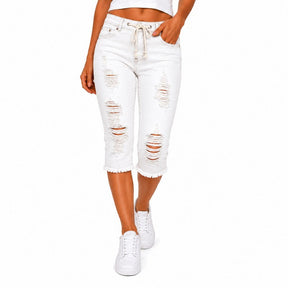 DenimBloom –  High Waist Cropped Denim Jeans