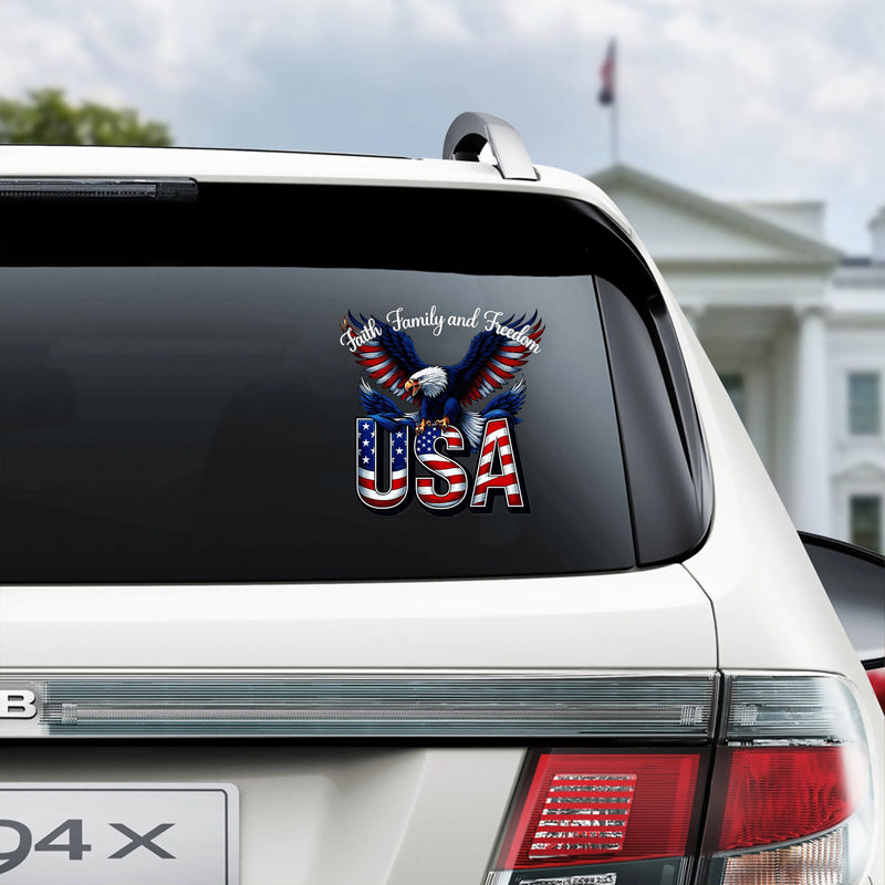 LibertyMark – America 250 Years Faith Family Freedom Car Decal