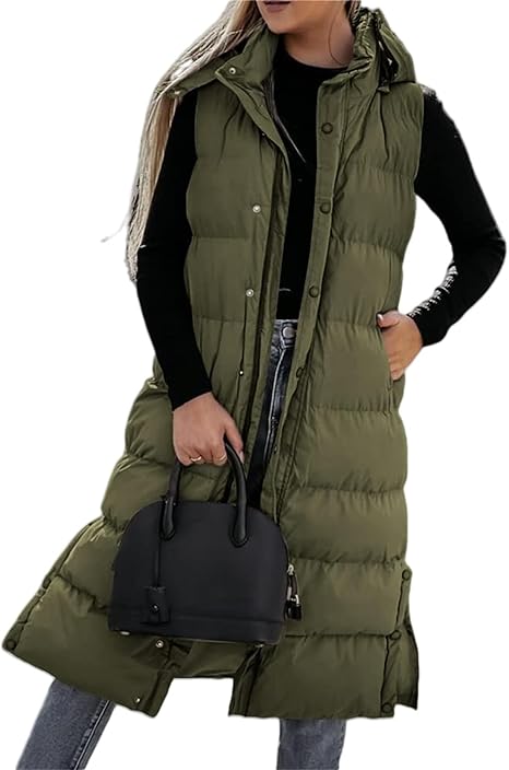 QuiltChic – Women's Long Puffer Vest with Hood