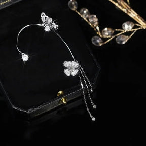 ButterGlow – Cubic Zirconia Butterfly Fringe Earrings
