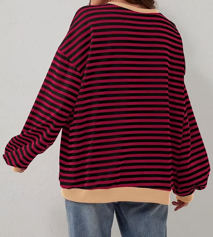 StripeAura – Women’s Color Block Striped Sweatshirt