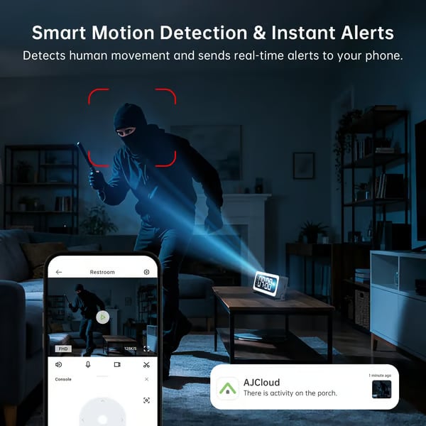 SpyraTech – Smart Alarm Clock Camera with Dual WiFi