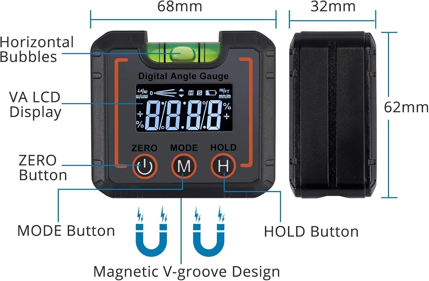 AnglePro – 0–360° Digital Angle Finder Level Tool