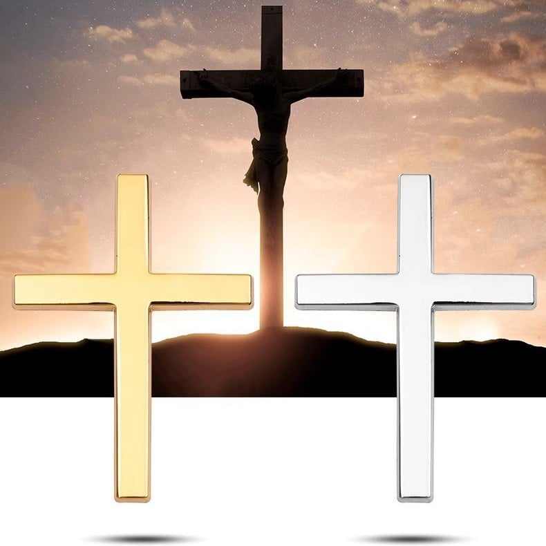 FaithRide – 3D Metal Cross Car Sticker