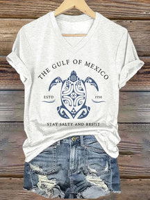 CoastMuse – Gulf Print V-Neck Women’s T-Shirt