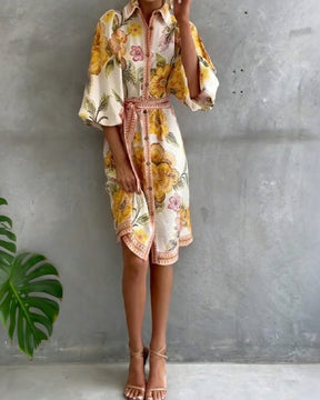 Eleganza Flow – Printed A-Line Dress