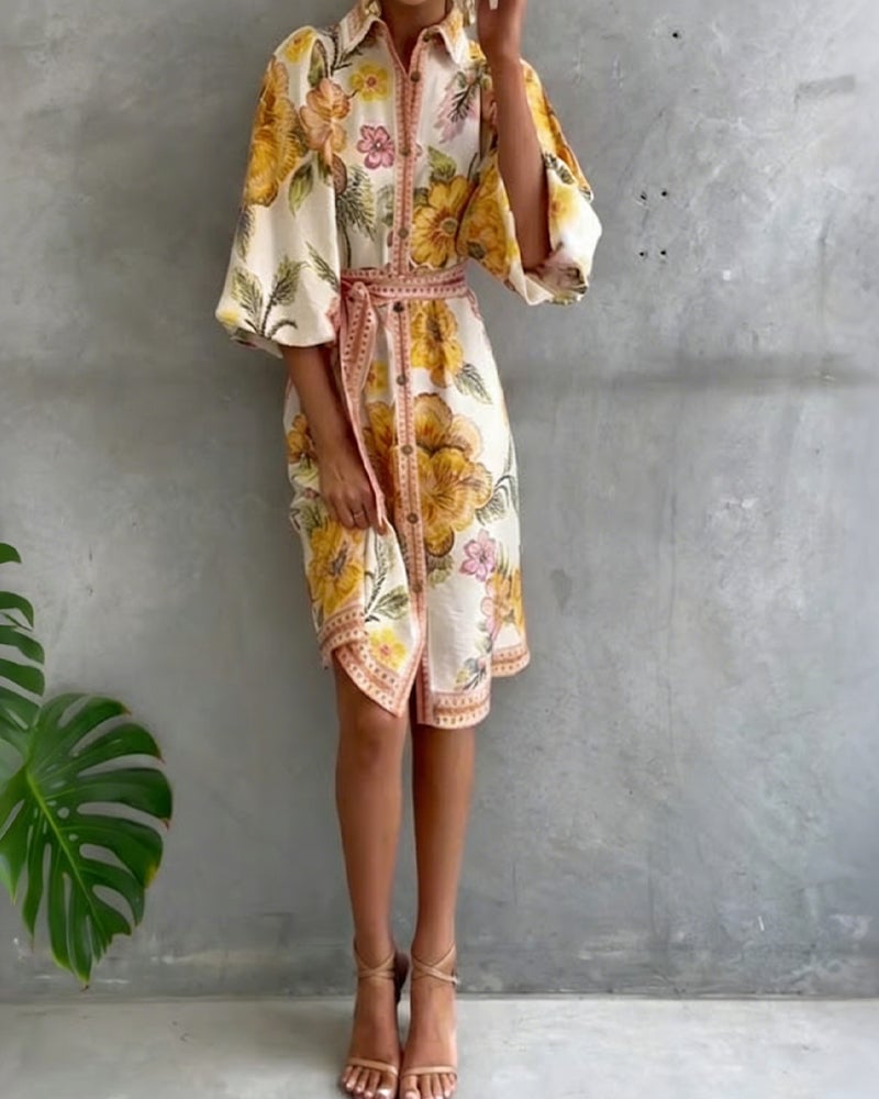 Eleganza Flow – Printed A-Line Dress