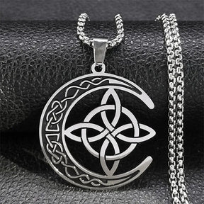 MoonKnot – Celtic Crescent Steel Pendant Necklace