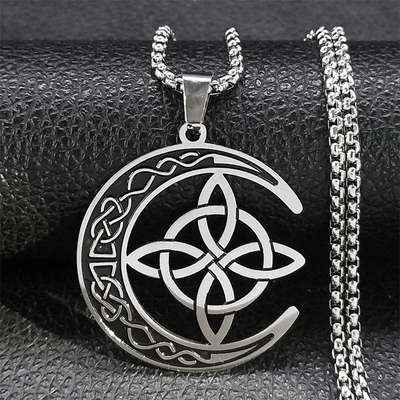 MoonKnot – Celtic Crescent Steel Pendant Necklace