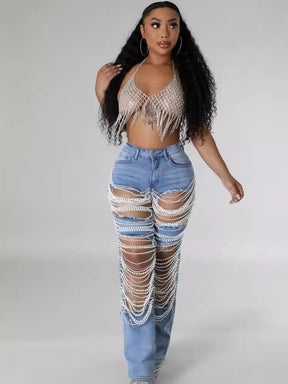 UrbanChain – Streetwear Embellished Denim Jeans