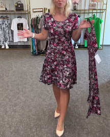 EleganceFit – Slim Waist Printed Dress