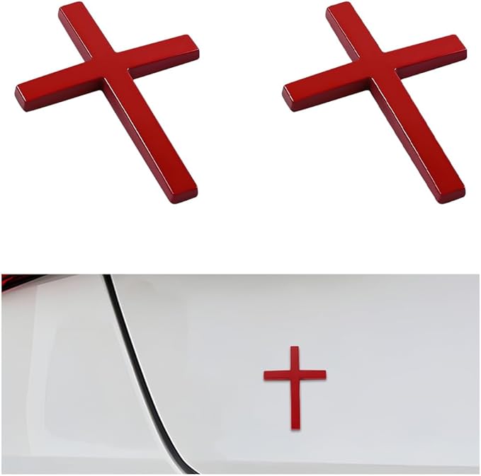 FaithRide – 3D Metal Cross Car Sticker